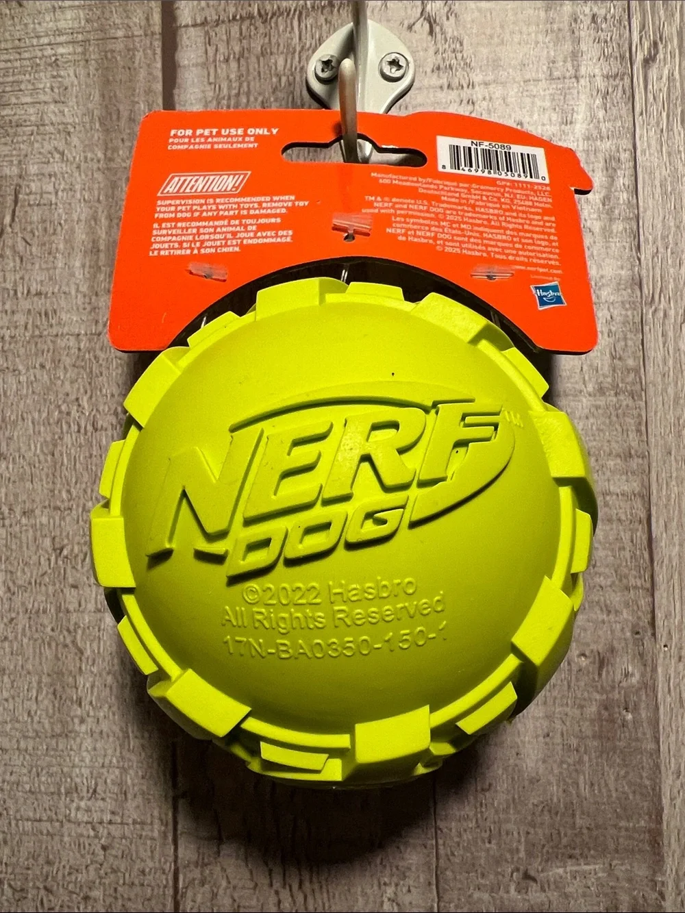 New NERF Squeak Fetch Ball - Neon Yellow